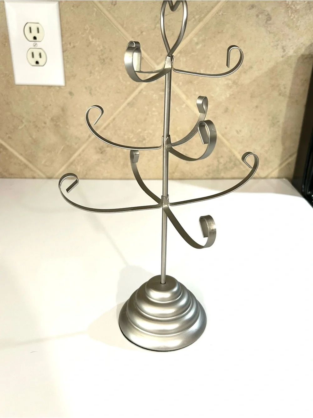 Heart-Top Jewelry Tree Stand Silver Organizer